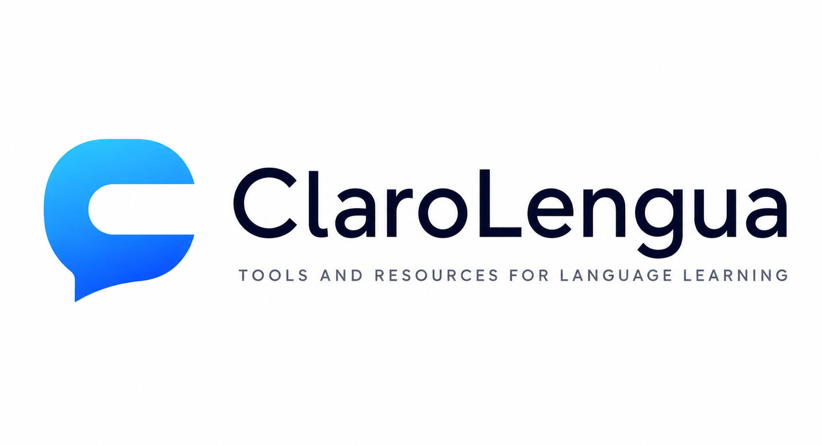 Claro Lengua logo with a blue chat bubble shaped like a C, with the tagline ‘Tools and resources for language learning